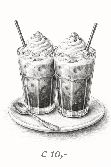 Zeichnung eines doppelten Eiskaffees